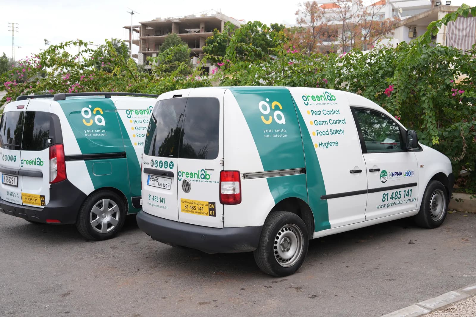 GreenLab branded service vehicles.